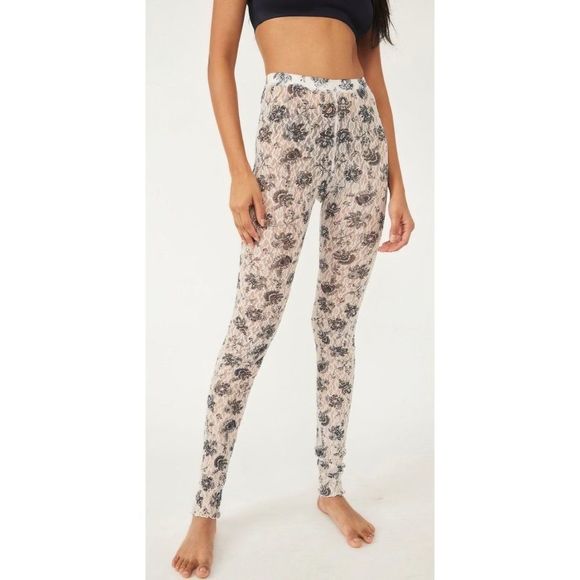 Free People Pants - Free People Women Layered In Lace Floral Legging Ivory Combo